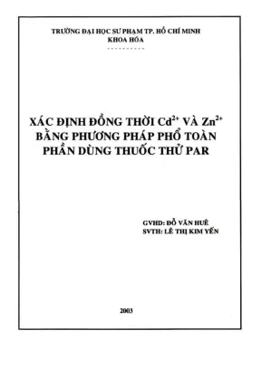 Khóa luận tốt nghiệp hóa học xác định đồng thời cd2 và zn2 bằng phương pháp phổ toàn phần dùng thuốc thử par