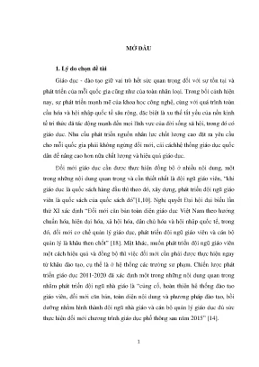 Quản lý hoạt động đào tạo giáo viên thcs trường cao đẳng sư phạm hà giang đáp ứng yêu cầu dạy học tích hợp