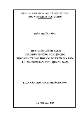 Thực hiện chính sách giáo dục hướng nghiệp cho học sinh trung học cơ sở trên địa bàn thị xã điện bàn tỉnh quảng nam