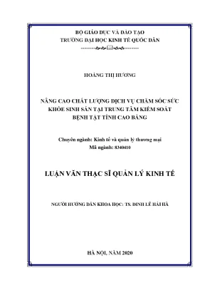 Nâng cao chất lượng dịch vụ chăm sóc sức khoẻ sinh sản tại trung tâm kiểm soát bệnh tật tỉnh cao bằng