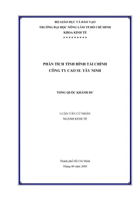 Khóa luận tốt nghiệp kinh tế phân tích tình hình tài chính công ty cao su tây ninh