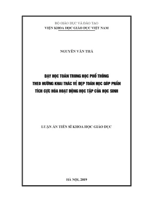 Dạy học toán trung học phổ thông theo hướng khai thác vẻ đẹp toán học góp phần tích cực hóa hoạt động học tập của học sinh