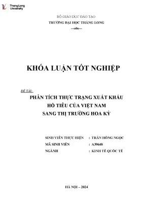 Phân tích thực trạng xuất khẩu hồ tiêu của việt nam sang thị trường hoa kỳ