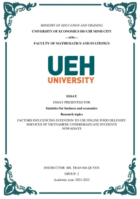 Factors influencing intention to use online food delivery services of vietnamese undergraduate students nowadays
