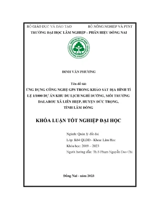 Ứng dụng công nghệ gps trong khảo sát địa hình 1 1000 dự án khu du lịch nghỉ dưỡng môi trường dalarou xã liên hiệp huyện đức trọng tỉnh lâm đồng