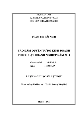 Bảo đảm quyền tự do kinh doanh theo luật doanh nghiệp năm 2014