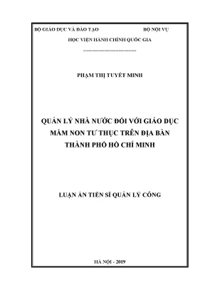 Quản lý nhà nước đối với giáo dục mầm non tư thục trên địa bàn thành phố hồ chí minh