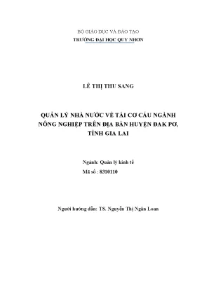 Quản lý nhà nước về tái cơ cấu ngành nông nghiệp trên địa bàn huyện đăk pơ tỉnh gia lai