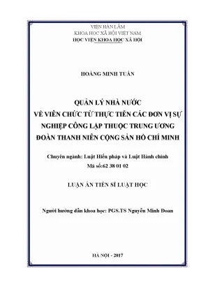 Quản lý nhà nước về viên chức từ thực tiễn các đơn vị sự nghiệp công lập thuộc trung ương đoàn thanh niên cộng sản hồ chí minh