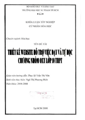 Khóa luận tốt nghiệp hóa học thiết kế website hỗ trợ việc dạy và tự học chương nhóm oxy lớp 10 thpt