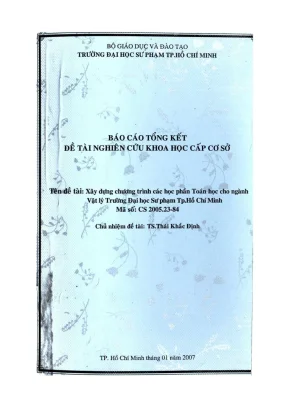 De tai nghien cuu khoa hoc cap co so xay dung chuong trinh cac hoc phan toan hoc cho nganh vat ly truong dai hoc su pham tp ho chi minh