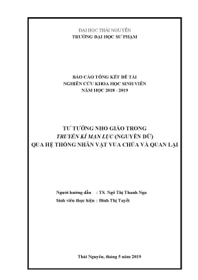 Tư tưởng nho giáo trong truyền kì mạn lục nguyễn dữ qua hệ thống nhân vật vua chúa và quan lại