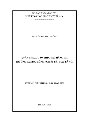 Quản lý đào tạo theo đặt hàng tại trường đại học công nghiệp dệt may hà nội