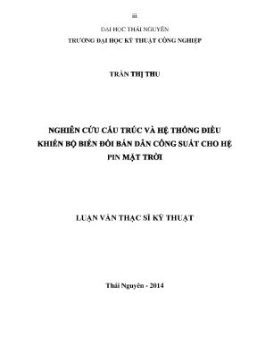 Nghiên cứu cấu trúc và hệ thống điều khiển bộ biến đổi bán dẫn công suất cho hệ pin mặt trời