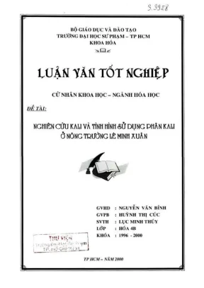 Khóa luận tốt nghiệp hóa học nghiên cứu kali và tình hình sử dụng phân kali ở nông trường lê minh xuân