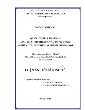 Quản lý chất thải rắn sinh hoạt đô thị dựa vào cộng đồng nghiên cứu điển hình ở thành phố hà nội