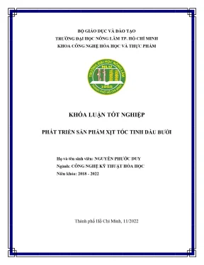 Khóa luận tốt nghiệp công nghệ hóa học và thực phẩm phát triển sản phẩm xịt tóc tinh dầu bưởi