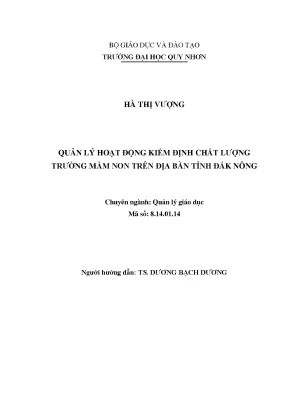 Quản lý hoạt động kiểm định chất lượng trường mầm non trên địa bàn tỉnh đăk nông