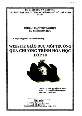 Khóa luận tốt nghiệp hóa học website giáo dục môi trường qua chương trình hóa học lớp 10