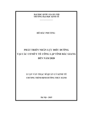 Phát triển nhân lực điều dưỡng tại các cơ sở y tế công lập tỉnh bắc giang đến năm 2020