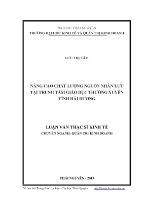 Nâng cao chất lượng nguồn nhân lực tại trung tâm giáo dục thường xuyên tỉnh hải dương