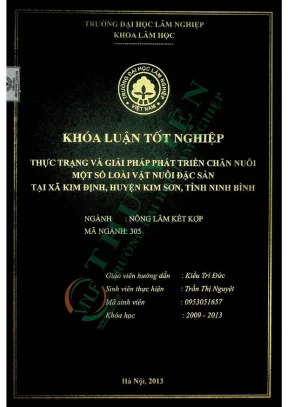 Thực trạng và giải pháp phát triển chăn nuôi một số loài vật nuôi đặc sản tại xã kim định huyện kim sơn tỉnh ninh bình
