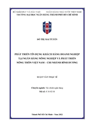 Phát triển tín dụng khách hàng doanh nghiệp tại ngân hàng nông nghiệp và phát triển nông thôn việt nam chi nhánh bình dương