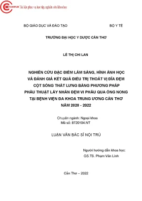 Nghiên cứu đặc điểm lâm sàng hình ảnh học và đánh giá kết quả điều trị thoát vị đĩa đệm cột sống thắt lưng bằng phương pháp phẫu thuật lấy nhân đệm vi phẫu qua ống nong tại bệnh viện đ