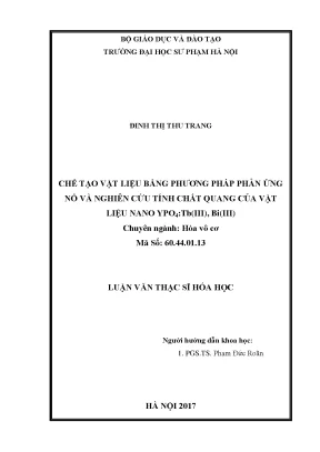 Chế tạo vật liệu bằng phương pháp phản ứng nổ và nghiên cứu tính chất quang của vật liệu nano ypo4 tbiii biiii