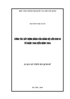 Công tác xây dựng đảng của đảng bộ liên khu iii từ năm 1948 đến năm 1954