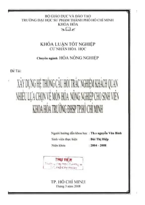 Khóa luận tốt nghiệp hóa học xây dựng hệ thống câu hỏi trắc nghiệm khách quan nhiều lựa chọn về môn hóa nông nghiệp cho sinh viên khoa hóa trường đhsp tp hồ chí minh