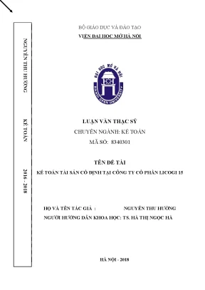 Chuyên đề thực tập kế toán tài sản cố định tại công ty cổ phần licogi 15