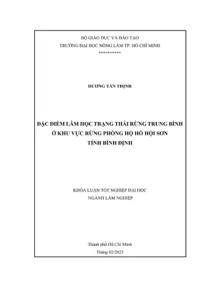 Khóa luận tốt nghiệp lâm nghiệp đặc điểm lâm học trạng thái rừng trung bình ở khu vực rừng phòng hộ hồ hội sơn tỉnh bình định