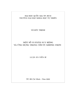 Một số vi phân suy rộng và ứng dụng trong tối ưu không trơn