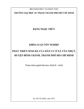 Khóa luận tốt nghiệp sư phạm địa lý phát triển sinh kế của dân cư ở xã tân nhựt huyện bình chánh thành phố hồ chí minh