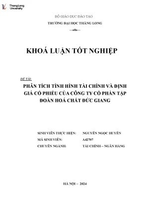 Phân tích tình hình tài chính và định giá cổ phiếu của công ty cổ phần tập đoàn hóa chất đức giang