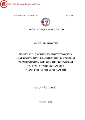 Nghiên cứu đặc điểm và mối tương quan lâm sàng và hình thái khớp thái dương hàm trên bệnh nhân rối loạn thái dương hàm tại bệnh viện răng hàm mặt thành phố hồ chí minh năm 2021