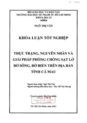 Khóa luận tốt nghiệp địa lý thực trạng nguyên nhân và giải pháp phòng chống sạt lở bờ sông bờ biển trên địa bàn tỉnh cà mau