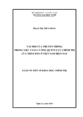 Vai trò của truyền thông trong việc tăng cường quyền lực chính trị của nhân dân ở việt nam hiện nay