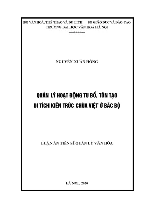 Quản lý hoạt động tu bổ tôn tạo di tích kiến trúc chùa việt ở bắc bộ