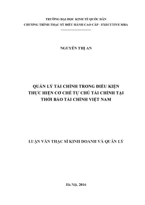 Quản lý tài chính trong điều kiện thực hiện cơ chế tự chủ tài chính tại thời báo tài chính việt nam