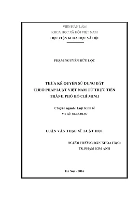 Thừa kế quyền sử dụng đất theo pháp luật việt nam từ thực tiễn thành phố hồ chí minh