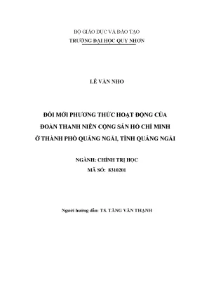 Đổi mới phương thức hoạt động của đoàn thanh niên cộng sản hồ chí minh ở thành phố quảng ngãi tỉnh quảng ngãi