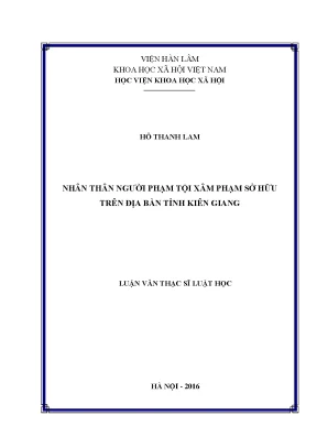 Nhân thân người phạm tội xâm phạm sở hữu trên địa bàn tỉnh kiên giang