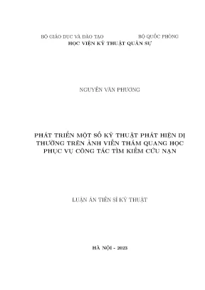 Phát triển một số kỹ thuật phát hiện dị thường trên ảnh viễn thám quang học phục vụ công tác tìm kiếm cứu nạn