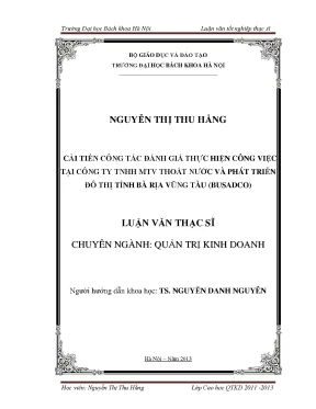 Cải tiến công tác đánh giá thực hiện công việc tại công ty trách nhiệm hữu hạn một thành viên thoát nước và phát triển đô thị tỉnh bà rịa vũng tàu