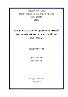 Khóa luận tốt nghiệp kinh tế nghiên cứu sự chuyển dịch cơ cấu kinh tế nông nghiệp trên địa bàn huyện bến lức tỉnh long an