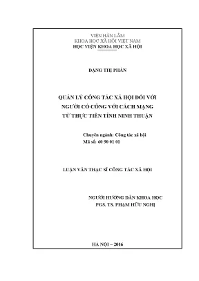 Quản lý công tác xã hội đối với người có công với cách mạng từ thực tiễn tỉnh ninh thuận