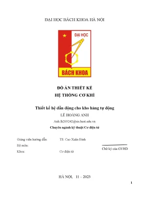 Đồ án thiết kế hệ thống cơ khí thiết kế hệ dẫn động cho kho hàng tự động