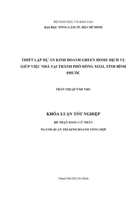 Khóa luận tốt nghiệp quản trị kinh doanh thiết lập dự án kinh doanh green home dịch vụ giúp việc nhà tại thành phố đồng xoài tỉnh bình phước
